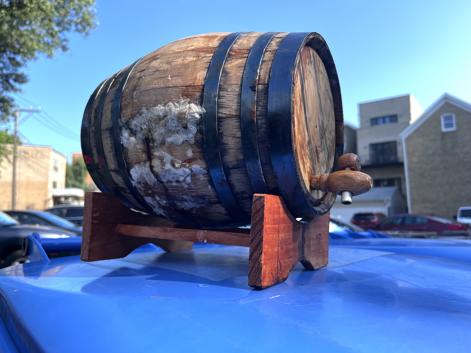 the barrel being disposed of
