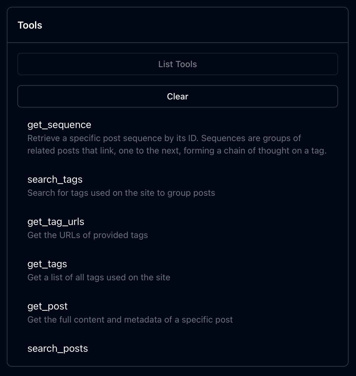 MCP Inspector showing tools