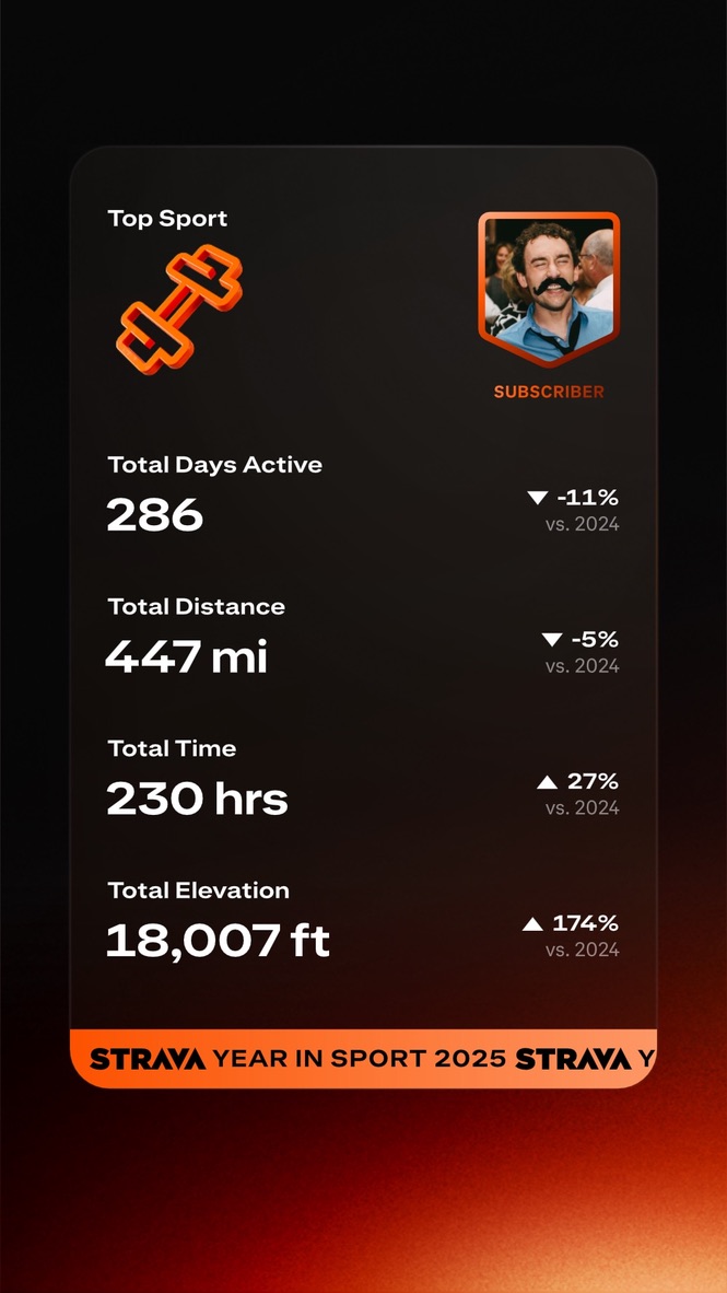 Strava comparing my 2024 to 2025-to-date