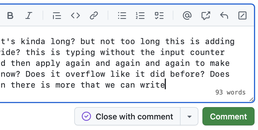 Bookmarklet for word count, in action