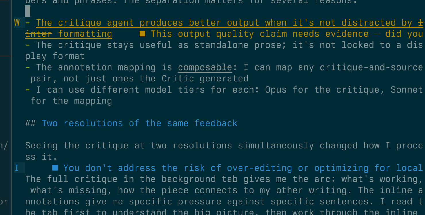 Here's how the critique linter displays in my (neo)vim editor