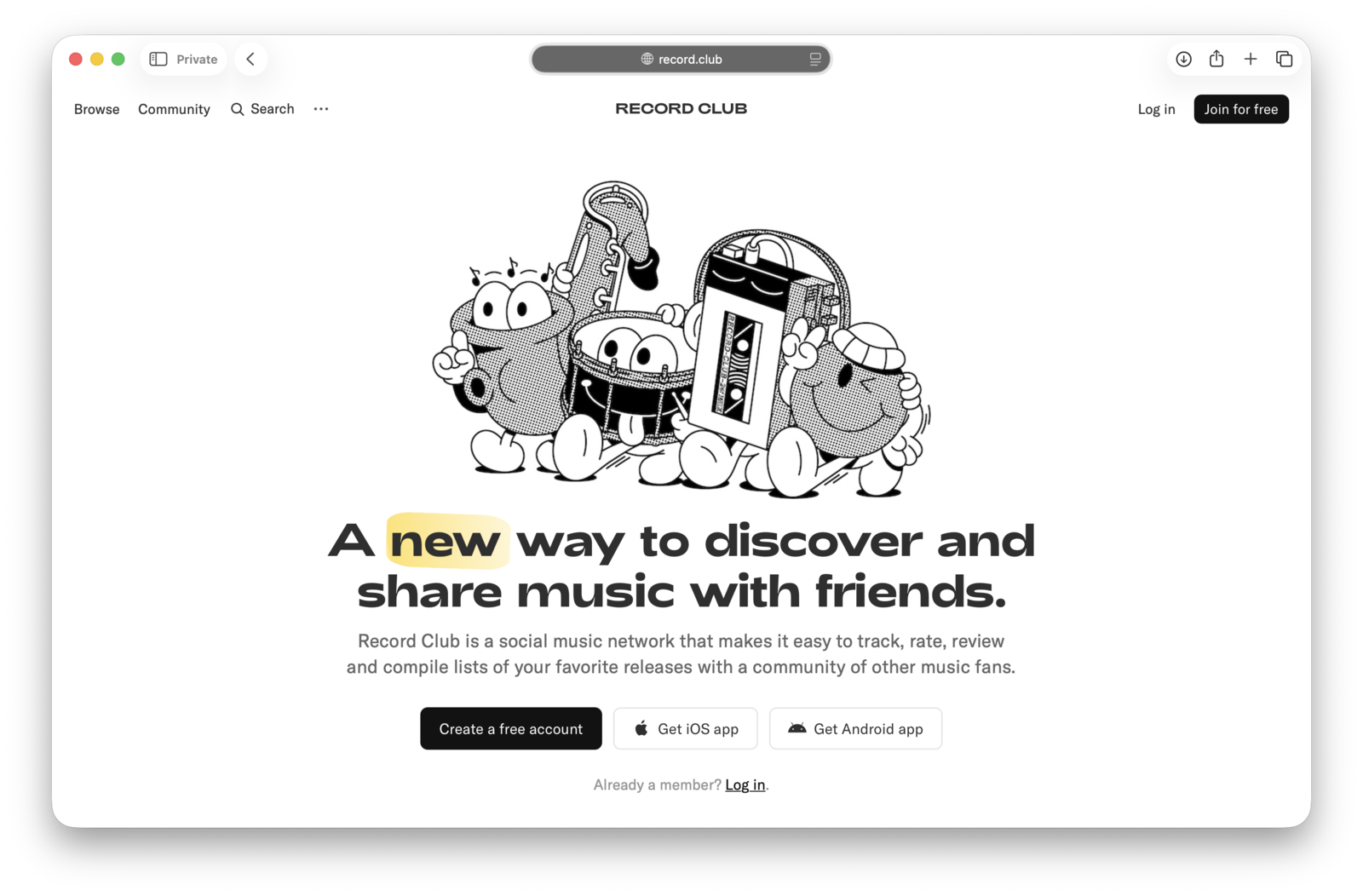 The Record Club homepage