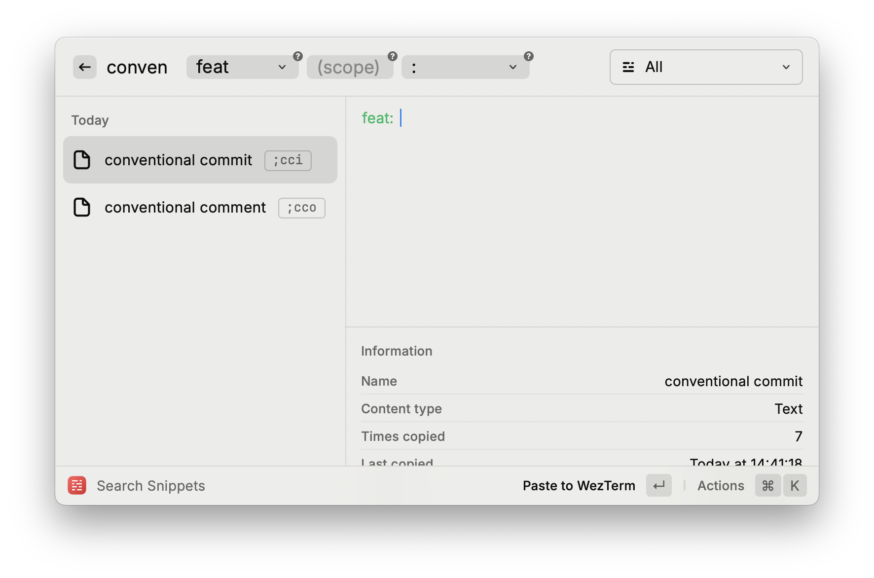 Raycast Snippets for Conventional Comments & Commits